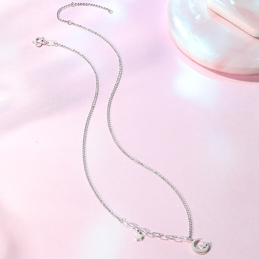 Saturday Fortune PT950 platinum necklace female star moon pendant B0612679 about 3.58g 40+5cm birthday gift