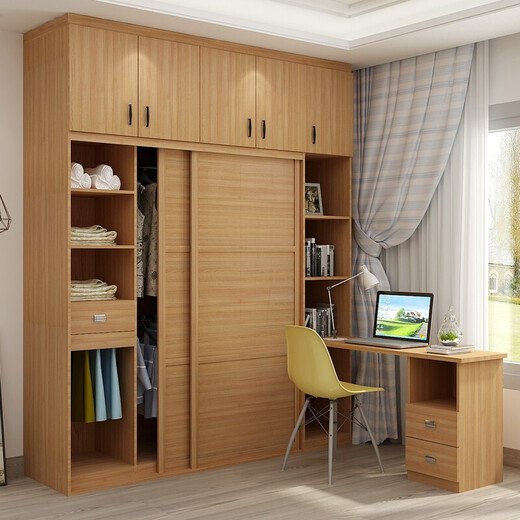 Baidusheng Customized Wardrobe Modern Simple Style White Wood Grain Sliding Door Integrated Wardrobe Customized Bedroom Furniture Two-Door Wardrobe Prepayment Non-Commodity Price