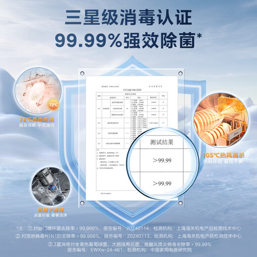 Midea dishwasher RX600Max embedded independent dishwasher disinfection cabinet all-in-one machine 105 hot air drying first-level water effect layered washing 14 sets national subsidy RX600MAX white fully upgraded