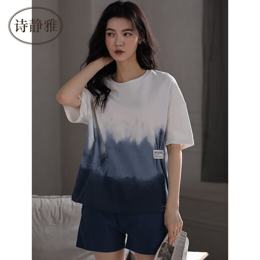 诗静雅（SHIJINGYA） 睡衣女夏季纯棉薄款短袖短裤家居服夏天时尚休闲可外穿套装 CXH 12210女短袖 XL 女(推荐120-140斤)