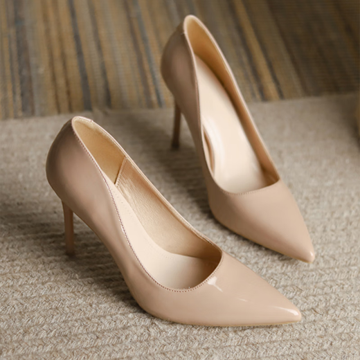
Wei Guangli French pure nude high heels for women in spring and summer workplace work shoes for adulthood gifts without tired feet thin heel pointed shoes Nude pink 7cm 38