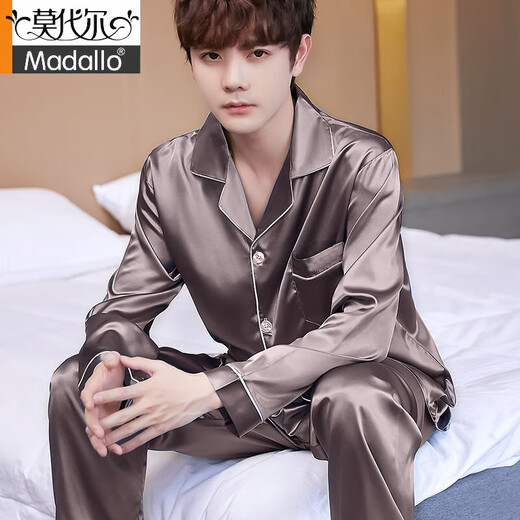 莫代尔冰丝睡衣男2025年春秋季薄款长袖青少年男生丝.绸加大码家居服 9898#【绿色】+经典永恒 XL 9898#【120-140斤】+经典永