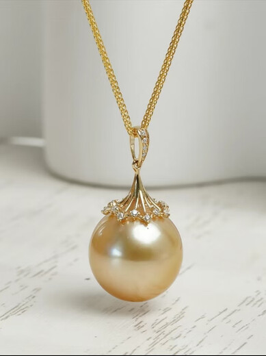 Chipan Natural Sea Water South Sea Gold Bead Pendant Ring Necklace Gold Bead Pendant Series 11-12mm Gold Bead Gourd Style