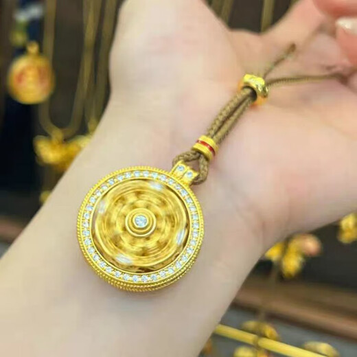 MHFDO Old Phoenix 999 gold ancient method rotatable eight-treasure compass pendant braided rope necklace for men gold store model