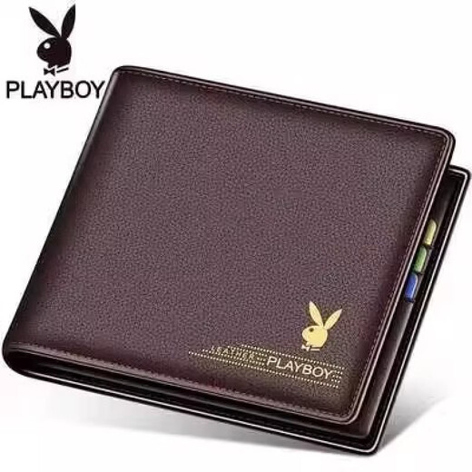 花花公子（PLAYBOY）纯色钱夹男士钱包真皮短款加厚头层软牛皮折叠皮夹 短款福利款钱包黑色