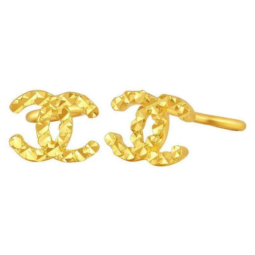 Chuxiao gold color earrings for women 2024 new pure gold double c earrings 18k color gold earrings imitation gold for girlfriend double c earrings small style hook style