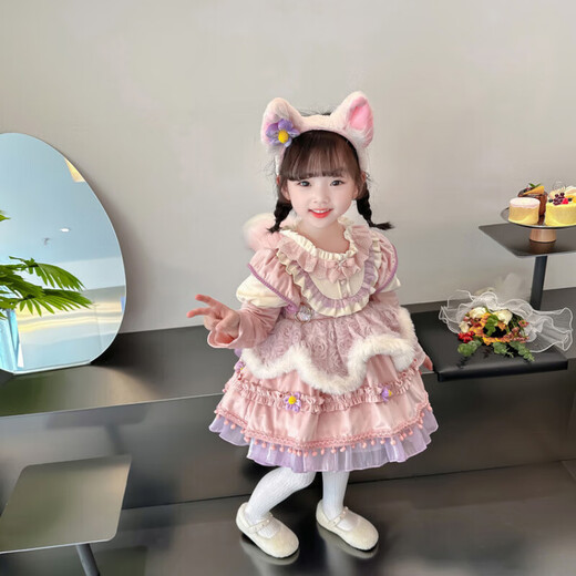 G.DUCKKIDS小黄鸭童装玲娜贝尔公主裙夏季女童连衣裙洋气洛丽塔宝宝生日裙子 6621春秋款 90 尺码1~2岁【 80-90cm】
