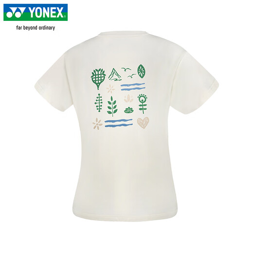 
YONEX2025 new Yonex badminton uniform quick-drying short-sleeved men's and women's T-shirts environmentally friendly series sports top 16833 women's 16835CR ice beige M