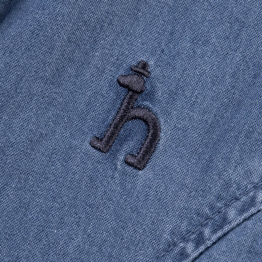 HAZZYS brand children's clothing girls' dress 2025 summer new style thin, comfortable, soft, classic pointed collar simple half-sleeved skirt blue denim 160