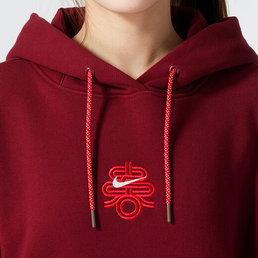 耐克（NIKE）女装上衣 2025春季新款运动服跑步休闲连帽针织衫宽松卫衣套头衫 HV8461-677/红色新年款 M (160/84A)