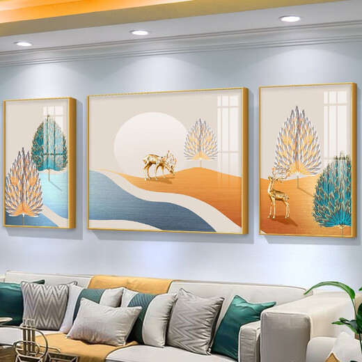 Modern Light Luxury Living Sala Sofá Decoración de la pared Decoración de la pared Sentido Abstracto de la moda Internet Farea Triple Hanging Painting Art Pintura TXMG9276 100*70cm en el medio / 50*70 cm en la derecha 3