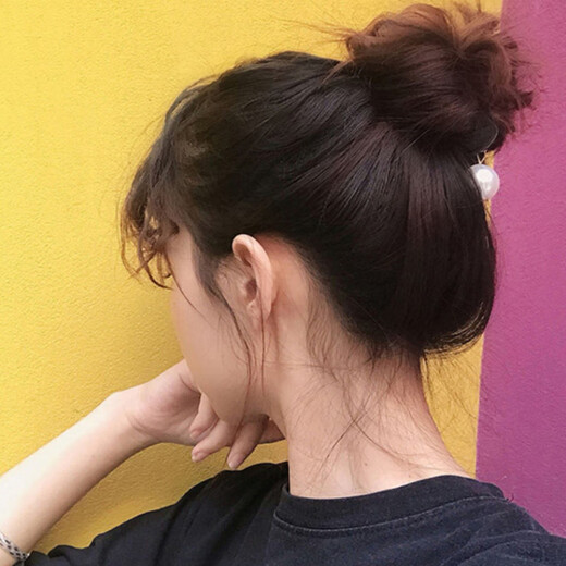 Yanxiang meatball head hair twister, lazy head accessories, fluffy hair tie, fixed bud head, hair circle artifact hairpin, invisible sponge style - large size (two packs)