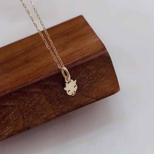 Chuxiao Korea imported pure 14k gold gold pendant female mini fashion calf pendant zodiac animal necklace pendant separate pendant without chain