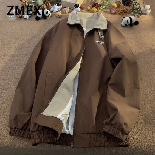 ZMEX brown coffee vintage American style work jacket men's summer spring and autumn national trend couple assault jacket men coffee color XL 125 to 135Jin Jin is equal to 0.5 kg