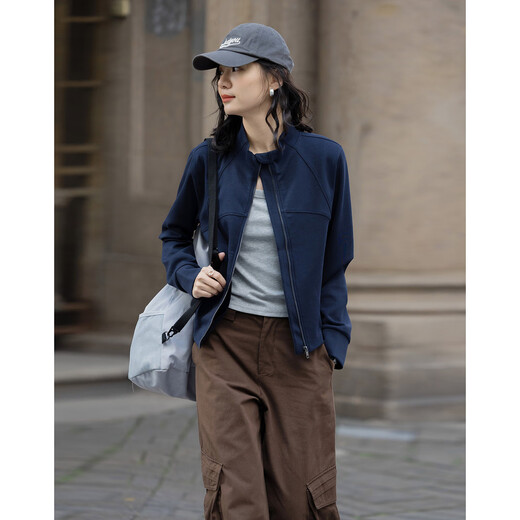 Demana [intelligent casual style] spring fashionable split-piece stand collar comfortable air layered meat short women's jacket
