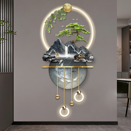 Zeichnen der Stadt Fulu Jinshan Eingang Dekorative Malerei Landschaft hochrangiger dreidimensionaler LED-Wandlampenmalerei Eingangsflur und Korridorhängung Fulu Jinshan ZP4836+ZP4837+ZP4839 60*130 cm gewöhnliche Hängsmalerei ohne Lichter