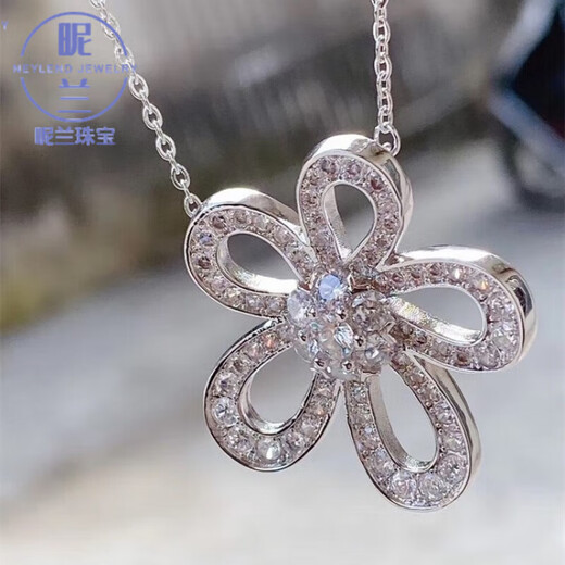 Nilan 18K gold moissanite sunflower necklace large flower lesbian style rose gold full clavicle chain PT950 platinum large flower necklace