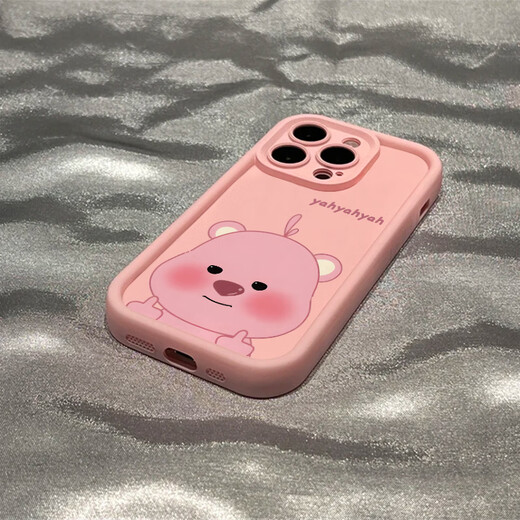 Winnie's funny little beaver skin-feeling shell suitable for Apple 16 promax mobile phone case new 15Pro cute cartoon all inclusive 14 soft silicone women's style 13 best friend 12 fashion 11 anti-fall precision skin-feeling pink-middle finger little beaver LY iPhone 16 Pro Max