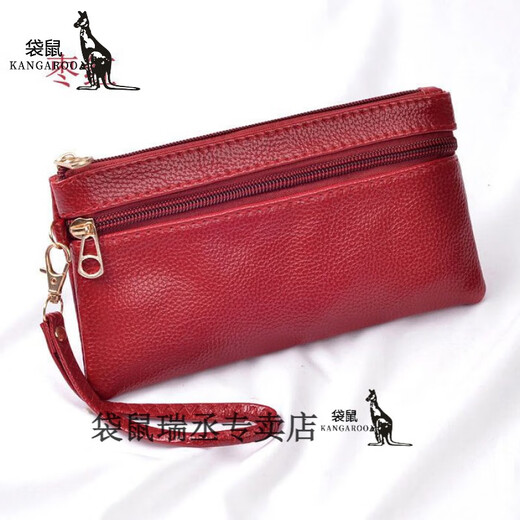 Kangaroo Neu einfaches weiches Leder-Hand-Holding-Brieftasche Ladies Langes Großkapazität Wechseln Sie die wichtigste Handy-Tasche vielseitiger Trend in allen Jahreszeiten schwarz jd