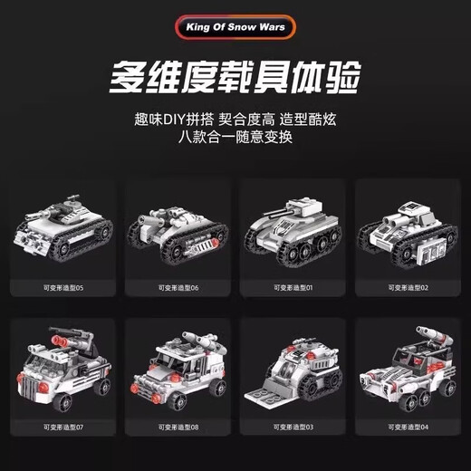 Lego compatible 25 new remote control defense military armored vehicle heavy tank building blocks boy assembly toy gift Emperor Tank [Snow Model]-1682 particles