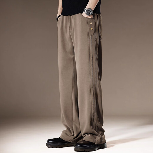 New Balance high-end American fashion brand trousers for men in spring and autumn, loose sports straight wide-legged autumn drape casual pants for men, black L, suitable for 130-150Jin Jin equals 0.5 kg