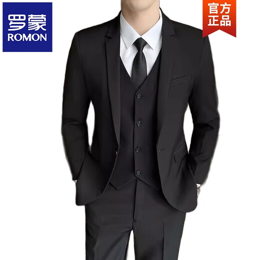 ROMON Casual Suit Men's Slim Business Professional Formal Korean Groomsmen's Dress Groom's Suit Jacket Two-button Suit L (105-115Jin Jin equals 0.5kg)