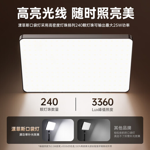 Yangfeisi 25W super bright mini light live broadcast outdoor fill light portable handheld shooting light rechargeable outdoor shooting indoor pocket light small film and television light photo video lighting