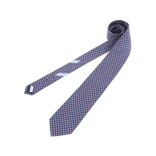 菲拉格慕（Ferragamo）新品 男士丝质通体印花领带礼物男 351241 0779274深蓝色多色丘比特