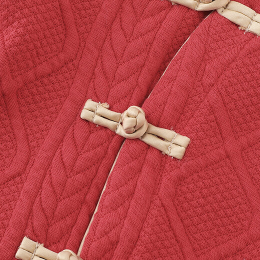 YEEHOO Baby New Year Clothes Autumn and Winter Warm Baby Clothes New Chinese Style Baby Jumpsuit Festive New Year Red-Unpadded Style 90cm (Recommended Height 78-90cm)