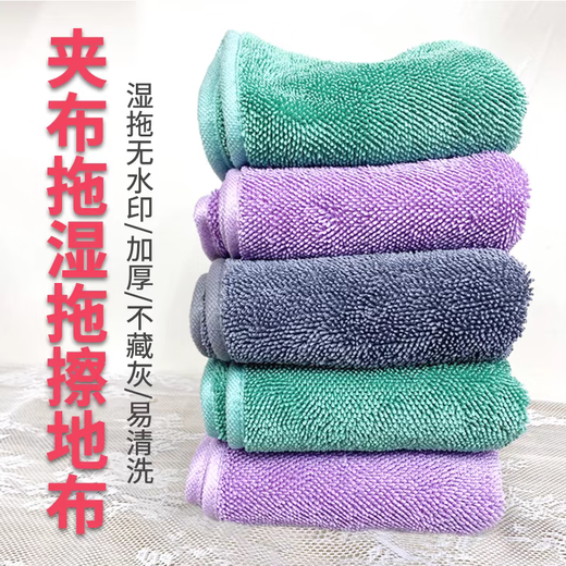 Li Jiajie mopping rag, household mop, thickened rag clip cloth, hand washable, no watermark, no lint, long 1 piece (random color) 22*48