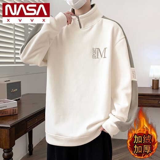 NASA XVVX半拉链立领卫衣男秋冬季加绒加厚打底衫奥粒绒外套男士秋装上衣服 9793黑色 加绒 3XL 约170~195斤可穿