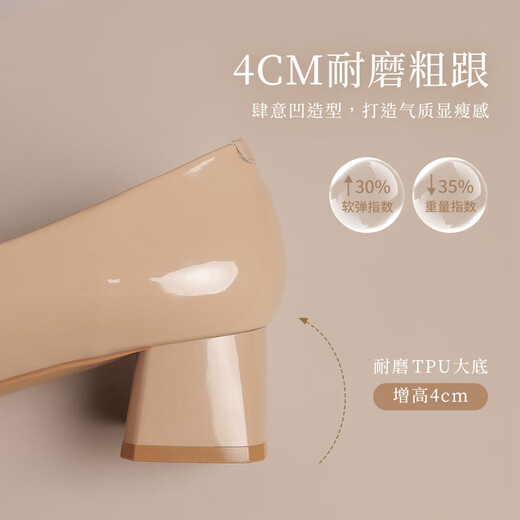 ZHR Single Schuhe Frauen Feste Farbspiegel Dicke Absatz Frauen Schuhe elegante intellektuelle flache Mund ein Fuß Pedaling Schuhe Frauen BL396 Milchtee 37