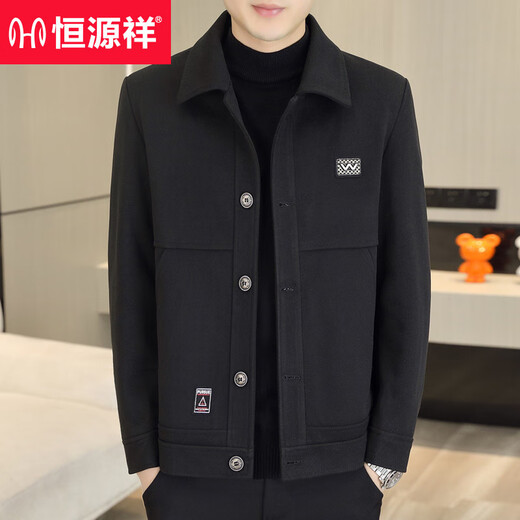 
Hengyuanxiang spring jacket men's trendy lapel tops spring and autumn men's clothing mature, steady and fashionable casual short jacket men's JK838 beige L (115-125Jin[Jin equals 0.5 kg])