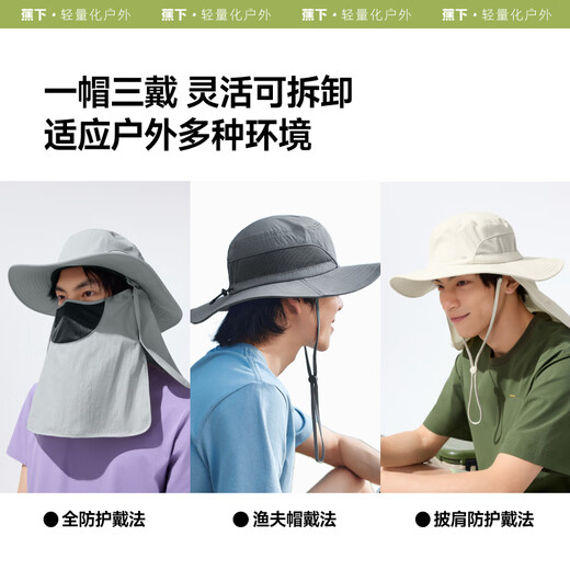 Beneunder sun protection hat, multifunctional sun visor, summer fishing hat, full face wrap cool hat, men's hiking hat, upgraded version, smoked gray