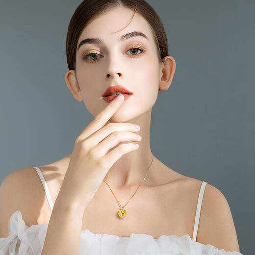 HEEKAIYI Heart of the Ocean Necklace for Women Citrine Luxury Jewelry Chinese Valentine's Day Birthday Gift for Wife and Girlfriend Citrine Heart of the Ocean Necklace