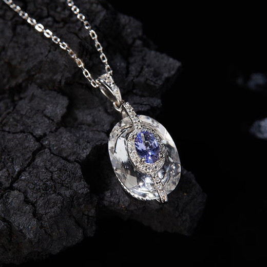 Pop S925 sterling silver natural tanzanite white crystal colored treasure necklace women's niche design light luxury pendant temperament chain necklace