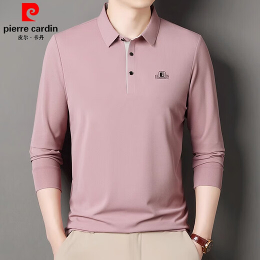 皮尔卡丹（pierre cardin）品牌纯棉长袖T恤男士中青年时尚POLO体恤衫休闲打底亲肤卫衣男装t 6625浅咖 L 170建议115-135斤