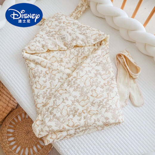 Disney (Disney) baby blanket pure cotton big ears newborn blanket swaddle newborn baby delivery room small quilt autumn and winter thickened Forest Rabbit-400 grams spring and autumn 90*90