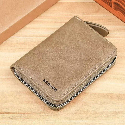Bai Qixin card holder men's multi-card slot large-capacity card holder thin compact document bank card coin purse large-capacity card holder khaki card holder 9 card slots