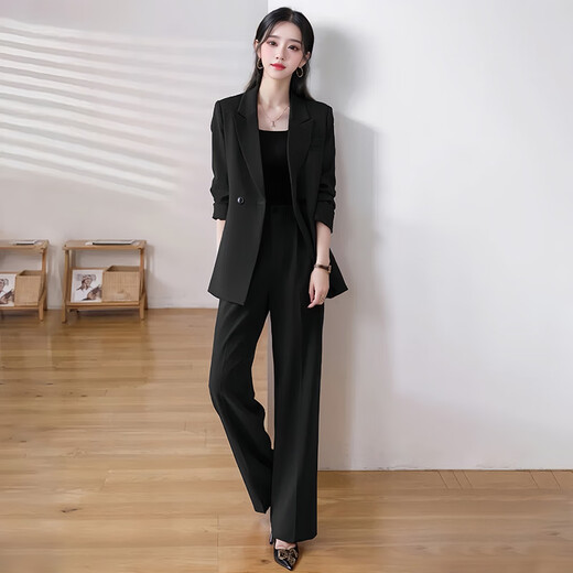 Troman black suit suit for women, loose casual temperament, professional wear, women's interview formal wear, business workwear suit jacket