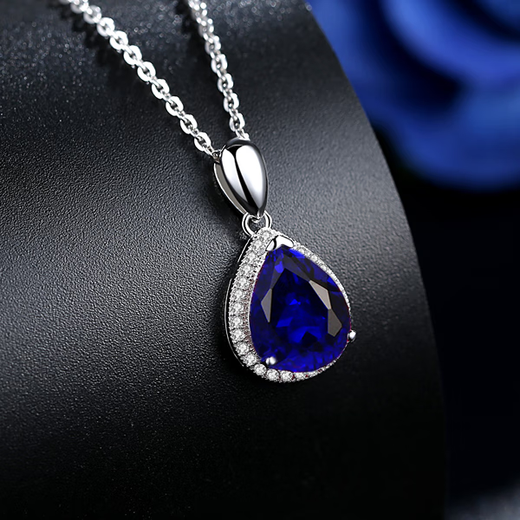 Fujiu colored gemstone 925 sterling silver diamond sapphire pendant tanzanite jewelry drop-shaped necklace 18K gold plated women's pendant (without chain)