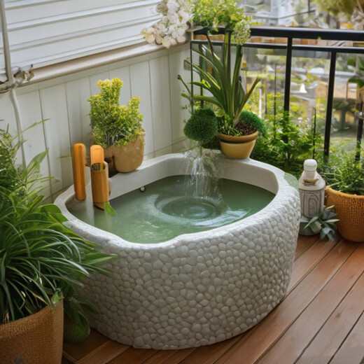 
Garden fish pond landscape rockery fountain balcony garden turtle pond courtyard villa Fengshui tank decoration flowing ornaments 6630 blue-gray flowing water landscape combination