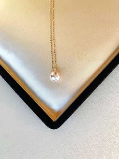 Tomihisa Akoya sea water necklace princess style pendant, perfect round, extremely bright and flawless 18K gold, yellow gold (excluding chain) 10-11mm