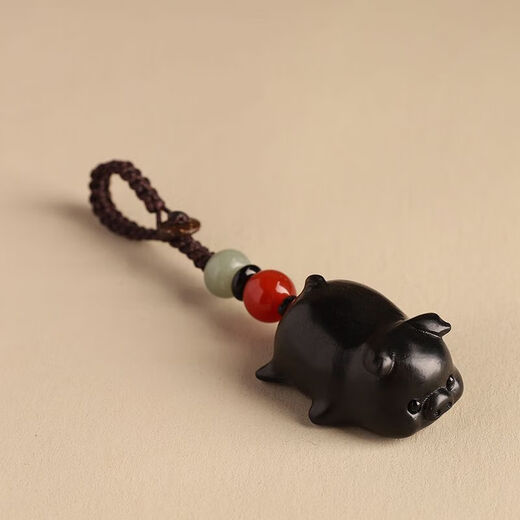 [Flagship store same origin] Ebony wood lucky pig key chain hanging decoration mobile phone chain car pendant peace cultural relics gift red sandalwood pig pendant