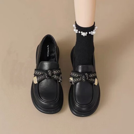 Red Dragonfly Mocassins Femme 2025 Nouveau Printemps et Automne Britannique Petites Chaussures en Cuir Véritable Semelle Souple Semelle Épaisse Chaussures Simples Noir 37