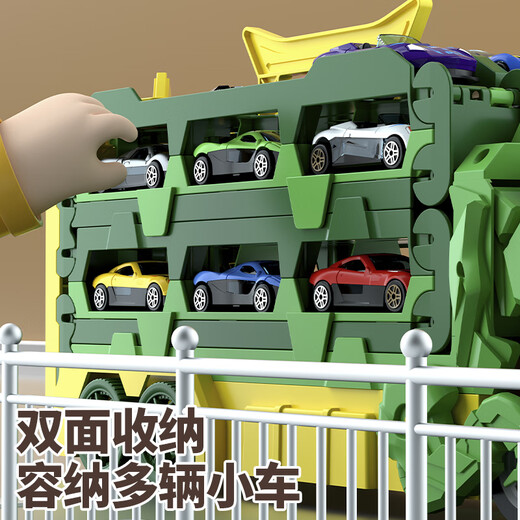 Snaen children's dinosaur toy car ejection track deformation alloy card car boy 3-6-12 years old birthday New Year gift