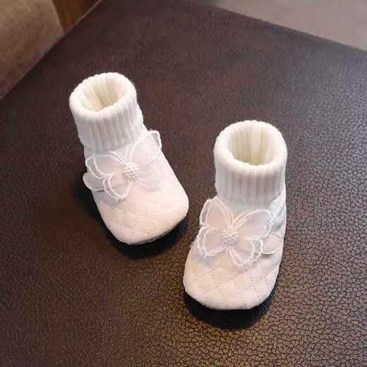 G.DUCKKIDS小黄鸭婴幼儿春秋季可爱蝴蝶鞋子袜宝宝护脚软底学步鞋防掉防滑鞋 粉色蝴蝶pu皮【春秋夹棉袜鞋HN】 11 内长cm(建议0-4个月)