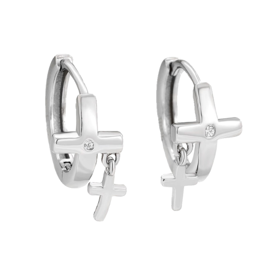 Guanpu Pavilion Fat Donglai's same style men's platinum earrings PT950 cross ear piercing earrings for men and women niche design platinum cross earrings