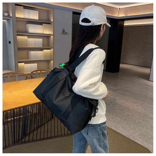 麓格立手提旅行包大容量女轻便行李袋男士健身包短途商务出差游泳运动包 旅行包【黑色】