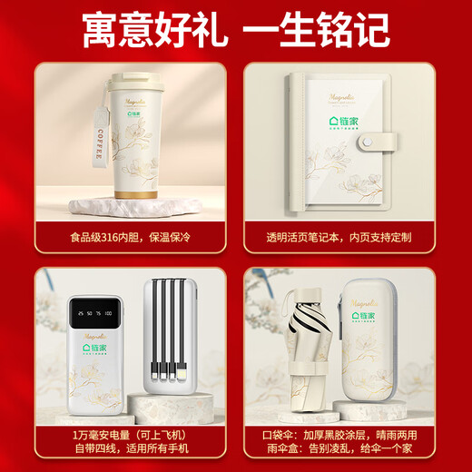 家之禮医师节礼物送女医生商务伴手礼高端轻奢实用小礼品定制保温杯纪念 玉兰花-316杯+伞+充电宝+按摩仪